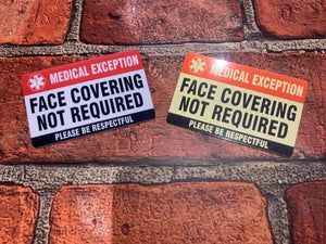 Face Covering Medical Exception Badges